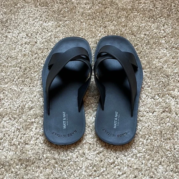 Matt & Nat Vegan Leather Black Sandals - Picture 2 of 7